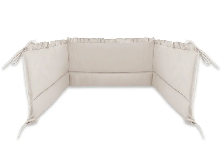 MimiNu, Royal, ochraniacz do łóżeczka z falbanką, bawełniany, beż, 180-30 cm