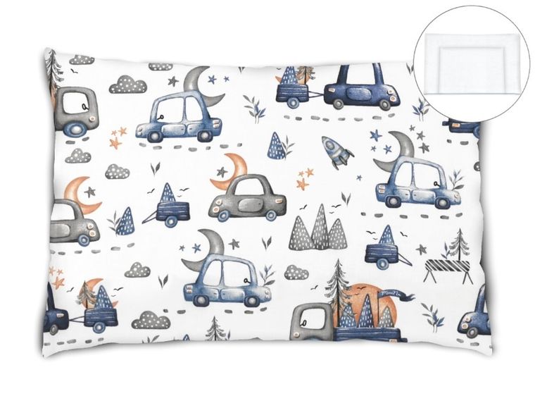 MimiNu, Samochodziki Niebieskie, poduszka z poszewką, 40-60 cm