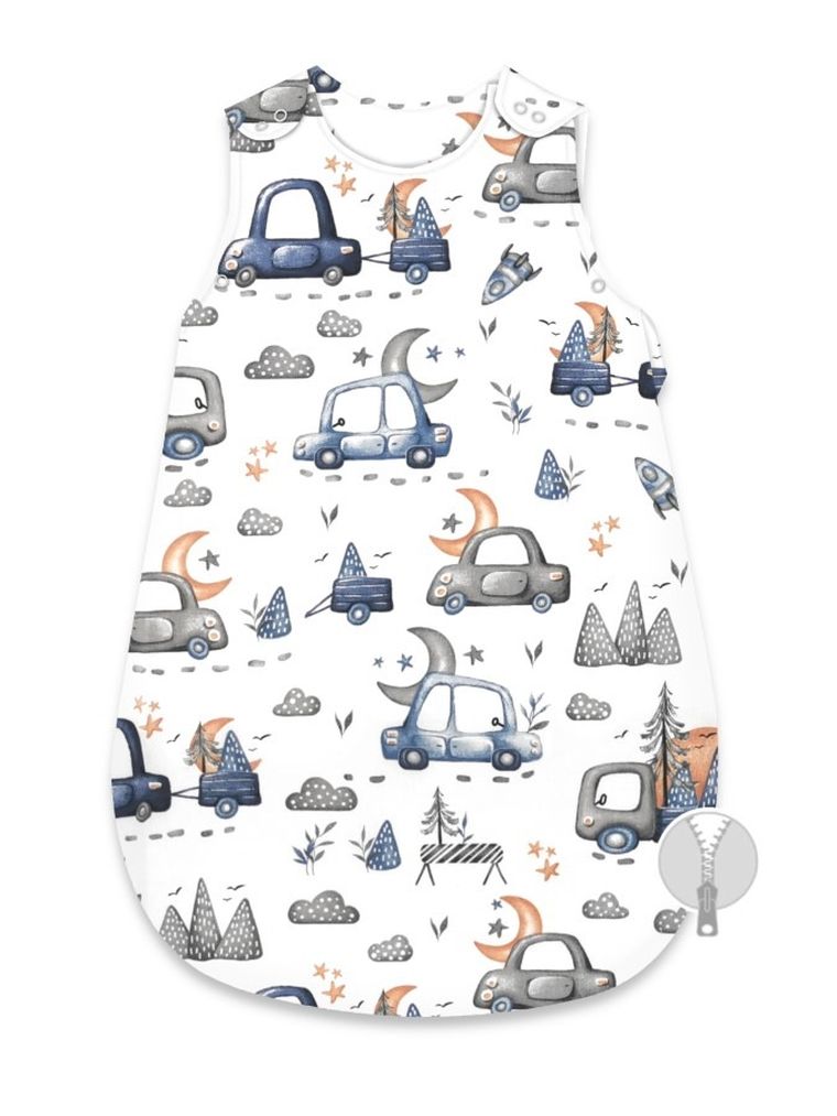 MimiNu, Samochodziki Niebieskie, śpiworek do spania na napki, rozmiar 74