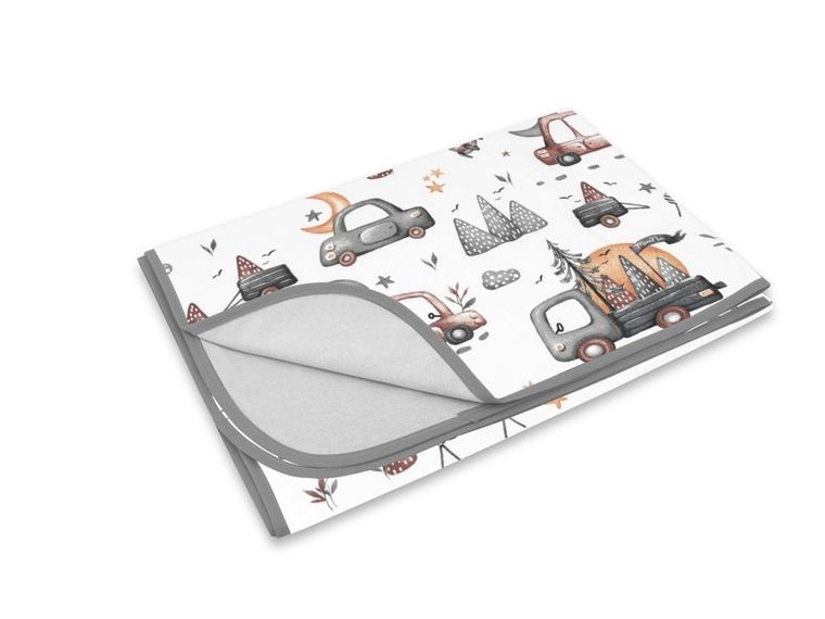 MimiNu, Samochodziki Szare, kocyk, jersey, 75-100 cm