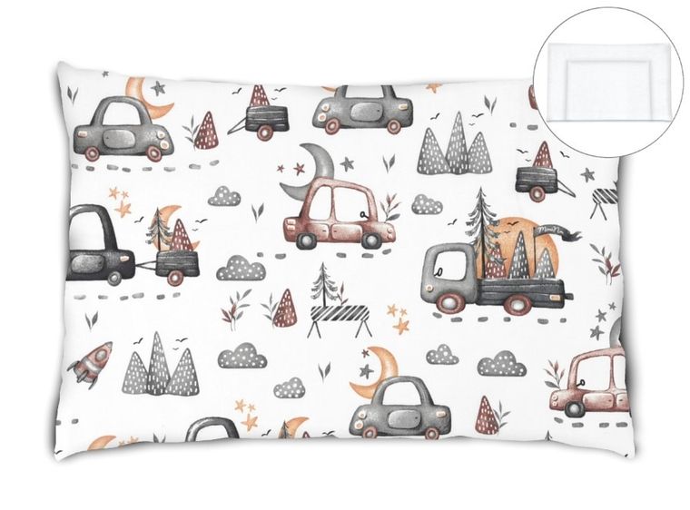 MimiNu, Samochodziki Szare, poduszka z poszewką, 40-60 cm