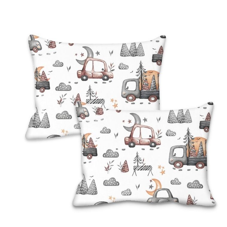 MimiNu, Samochodziki Szare, poszewka na poduszkę, 30-40 cm, 2 szt.