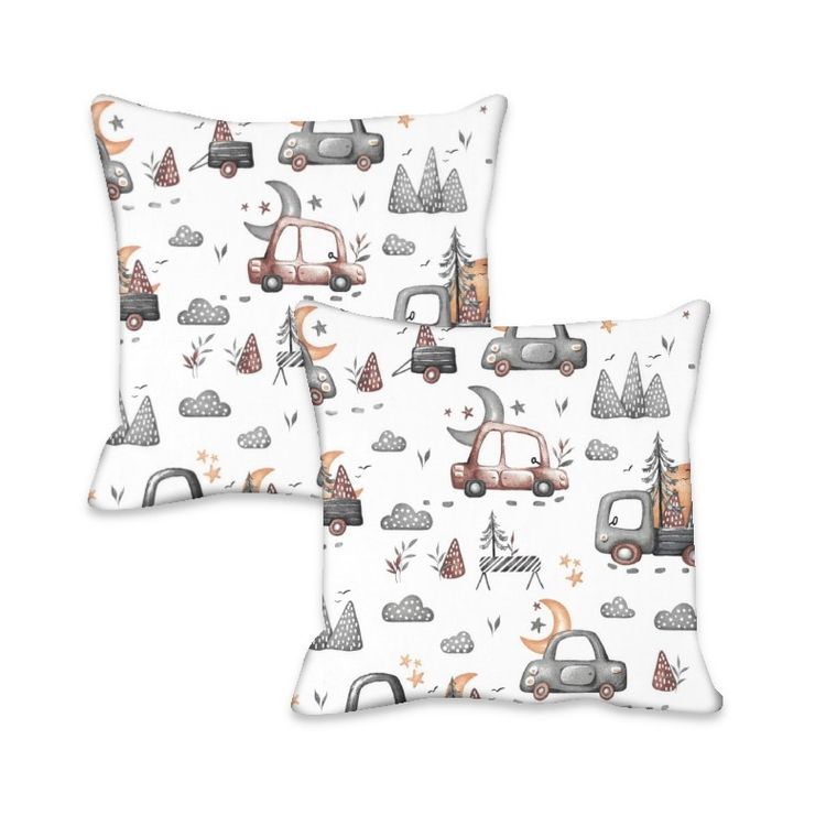 MimiNu, Samochodziki Szare, poszewka na poduszkę, 40-40 cm, 2 szt.