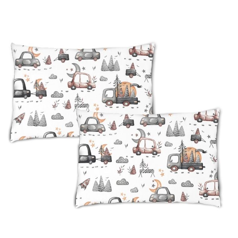 MimiNu, Samochodziki Szare, poszewka na poduszkę, 40-60 cm, 2 szt.