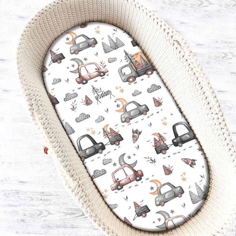 MimiNu, Samochodziki Szare, prześcieradło do gondoli, 35-80 cm