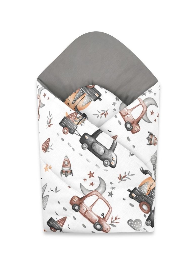 MimiNu, Samochodziki Szare, rożek niemowlęcy, 75-75 cm