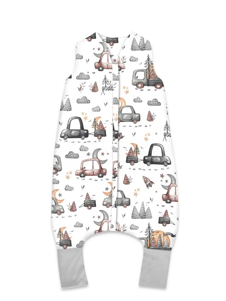 MimiNu, Samochodziki Szare, śpiworek do spania z nogawkami, całoroczny, TOG 2-2.5, rozmiar M, 2-6 l
