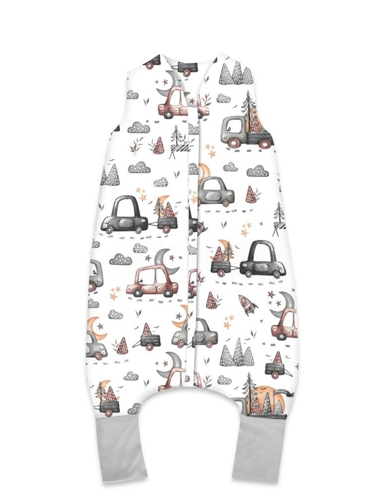 MimiNu, Samochodziki Szare, śpiworek z nogawkami, letni, TOG 0.5, rozmiar M, 2-6 l