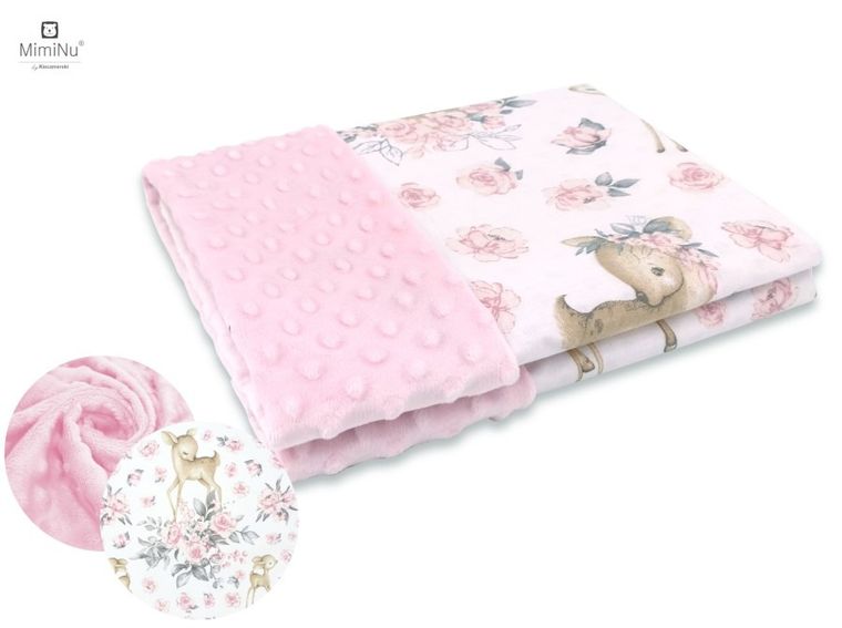 MimiNu, Sarenki, kocyk minky, różowy, 75-100 cm