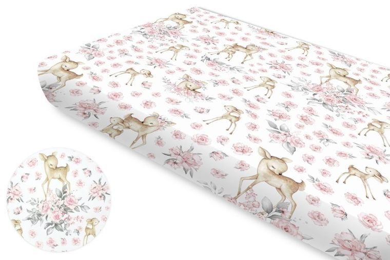 MimiNu, Sarenki, prześcieradło bawełniane z gumką, różowe, 80-160 cm