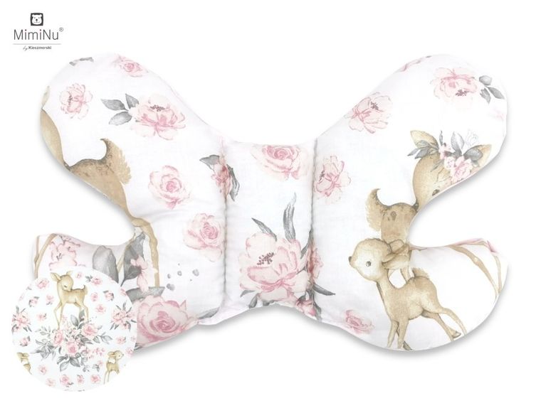 MimiNu, Słodka Sarenka, poduszka antywstrząsowa, motylek, róż