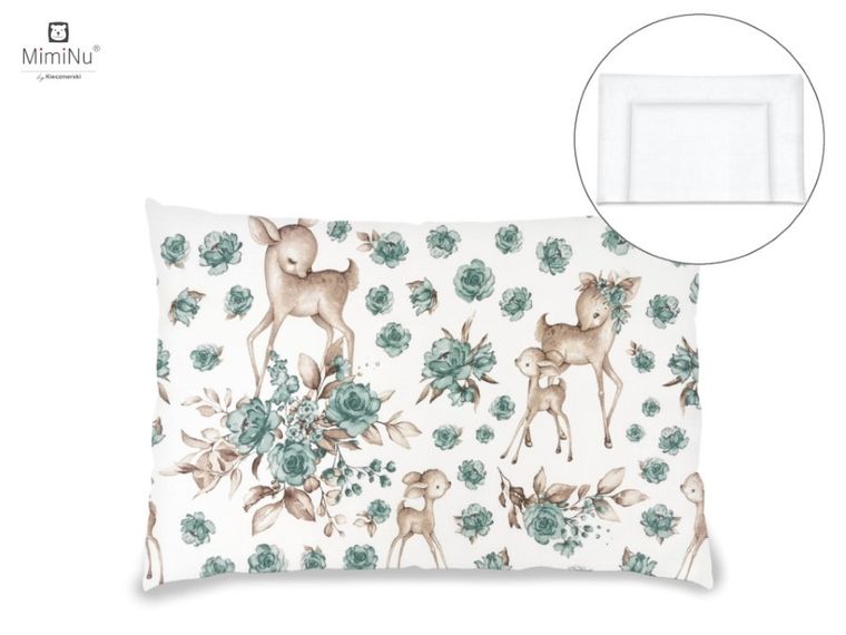 MimiNu, Słodka Sarenka, poduszka z poszewką, mięta, 40-60 cm
