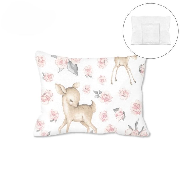 MimiNu, Słodka Sarenka, poduszka z poszewką, róż, 30-40 cm