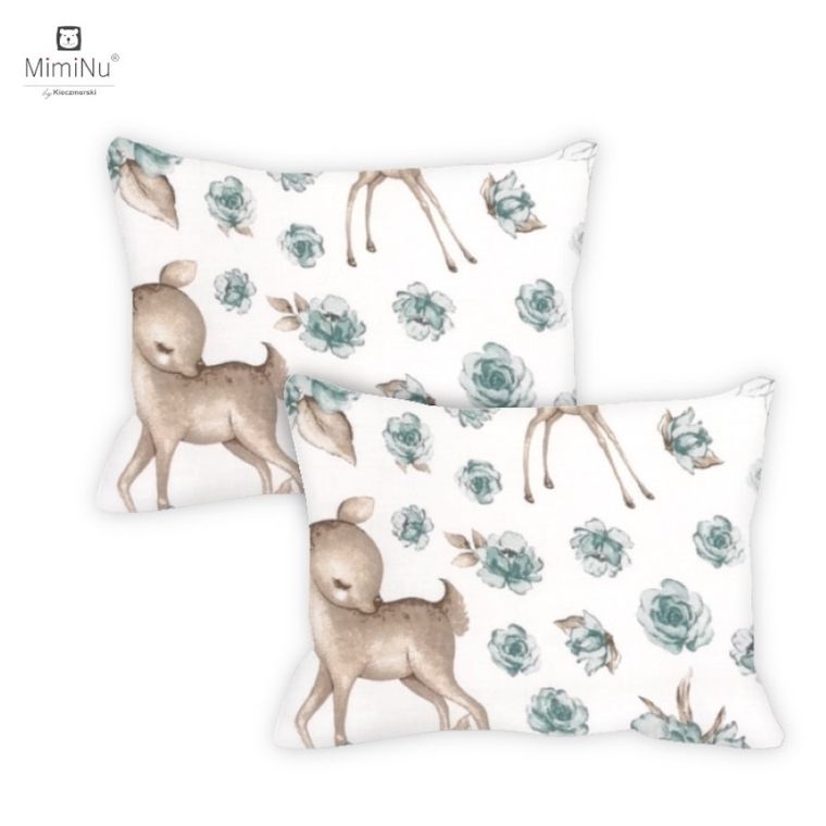 MimiNu, Słodka Sarenka, poszewka na poduszkę, mięta, 30-40 cm, 2 szt.