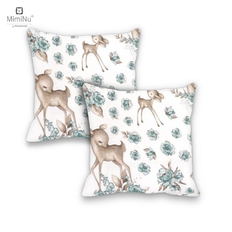 MimiNu, Słodka Sarenka, poszewka na poduszkę, mięta, 40-40 cm, 2 szt.