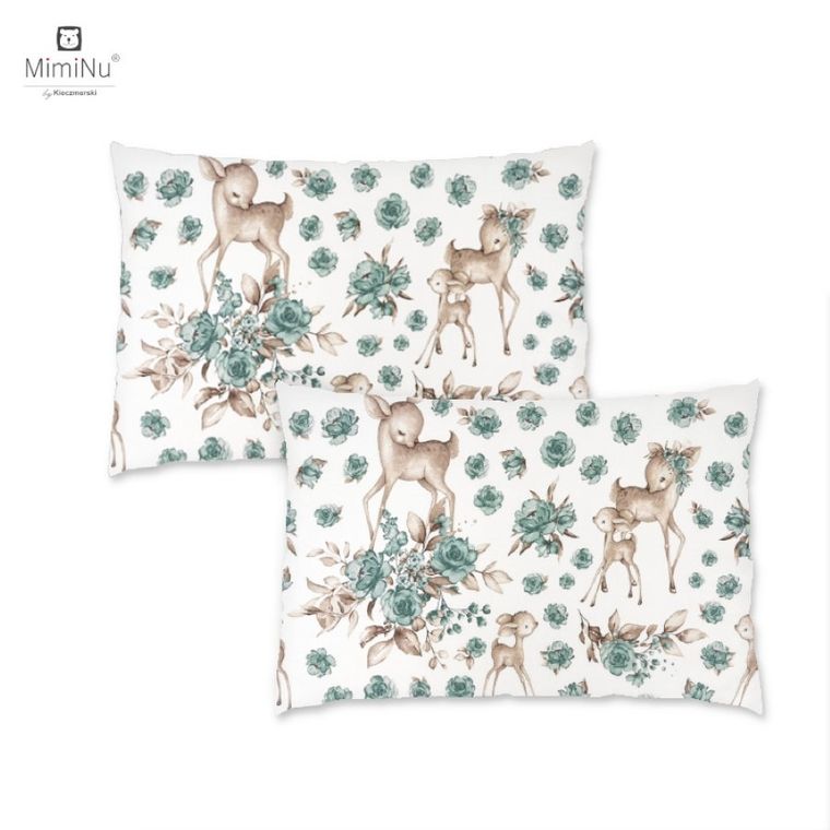 MimiNu, Słodka Sarenka, poszewka na poduszkę, mięta, 40-60 cm, 2 szt.