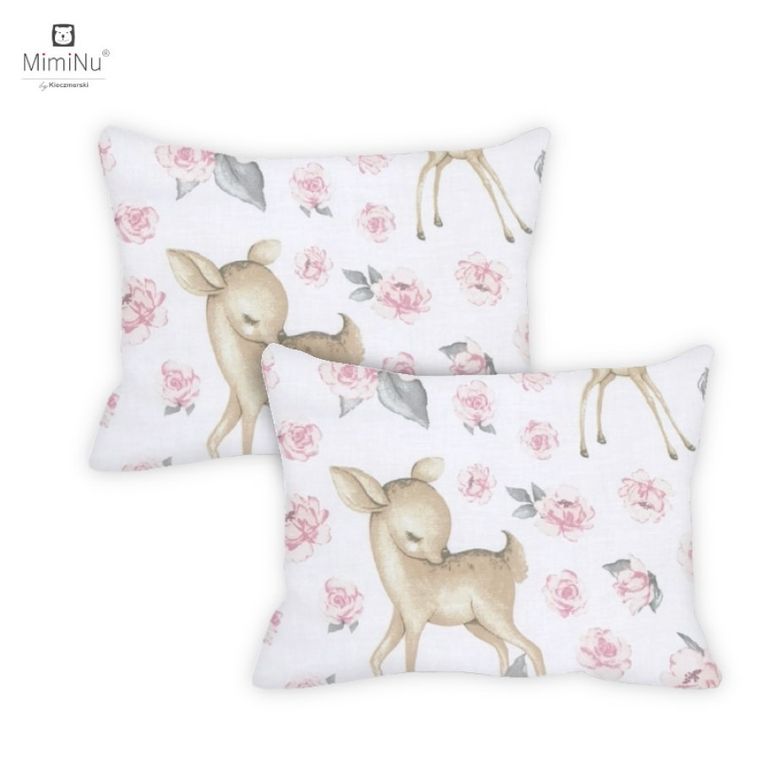 MimiNu, Słodka Sarenka, poszewka na poduszkę, róż, 30-40 cm, 2 szt.