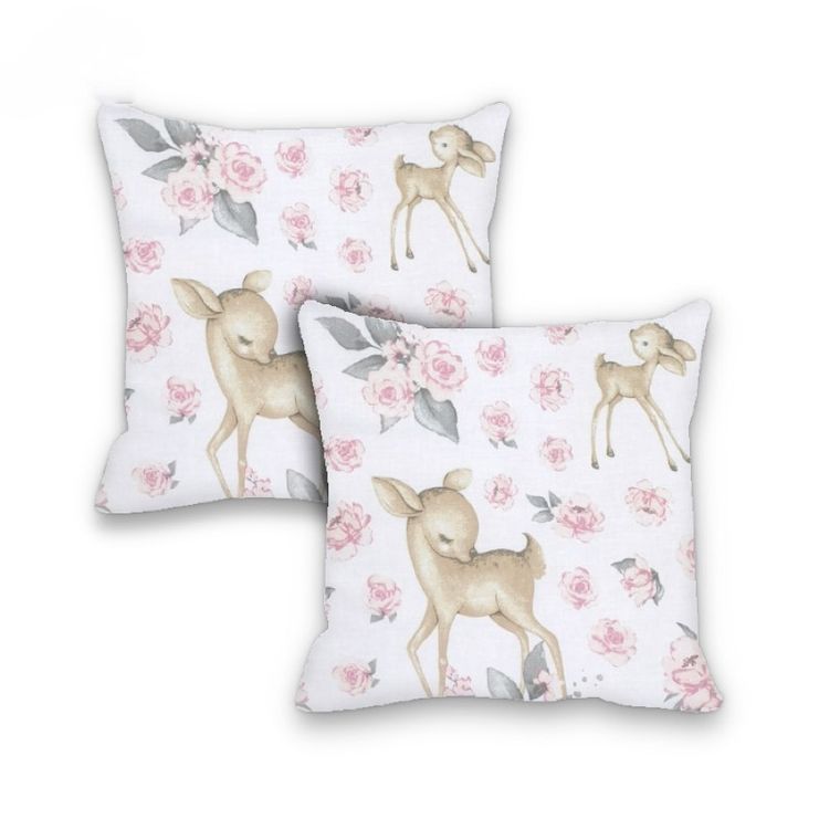 MimiNu, Słodka Sarenka, poszewka na poduszkę, róż, 40-40 cm, 2 szt.