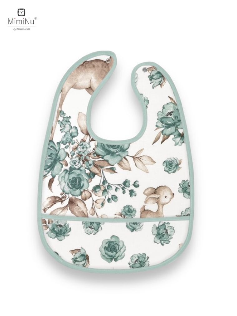 MimiNu, Słodka Sarenka, śliniak dla przedszkolaka z kieszonką, wodoodporny, mięta