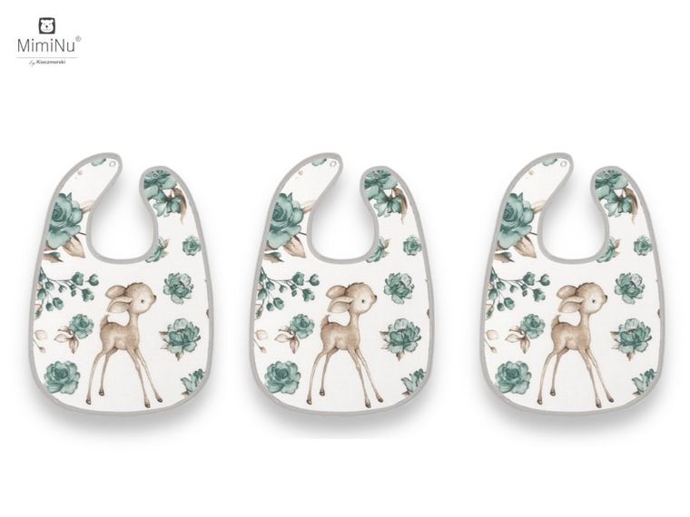 MimiNu, Słodka Sarenka, śliniak na zapinkę, mięta, 3 szt.