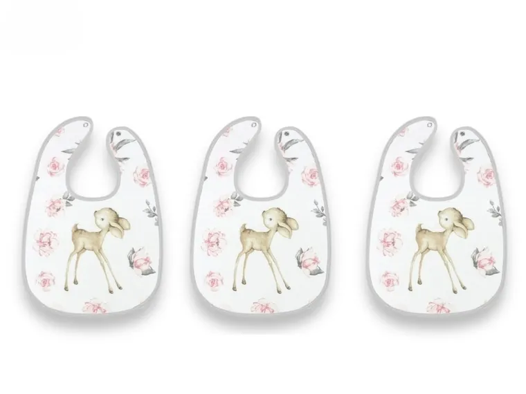 MimiNu, Słodka Sarenka, śliniak na zapinkę, róż, 3 szt.