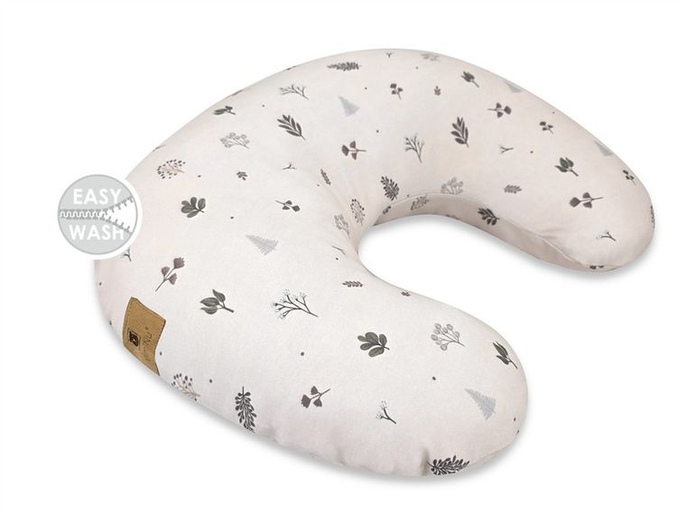 MimiNu, Soft, fasolka, poduszka do karmienia na suwak, listki