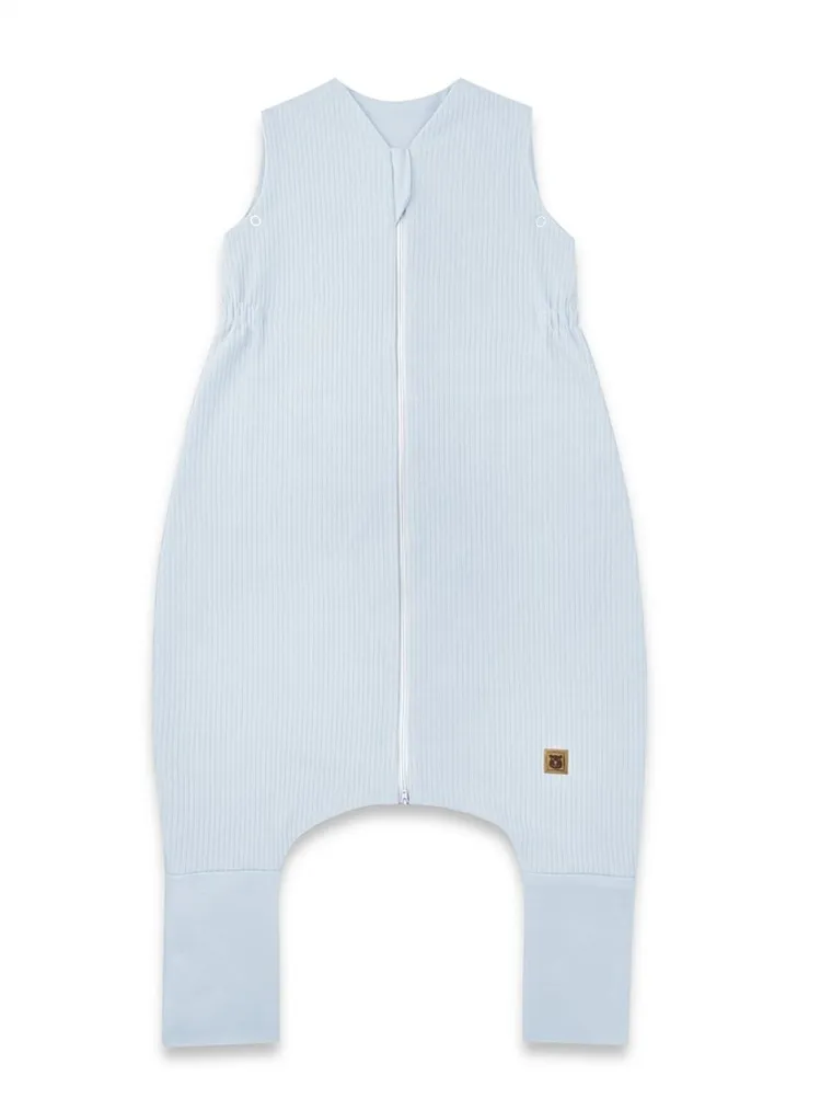 MimiNu, Soft, Flo, śpiworek do spania z nogawkami, prążek, baby blue, TOG 0.5-1, rozmiar S, 1-2.5 l