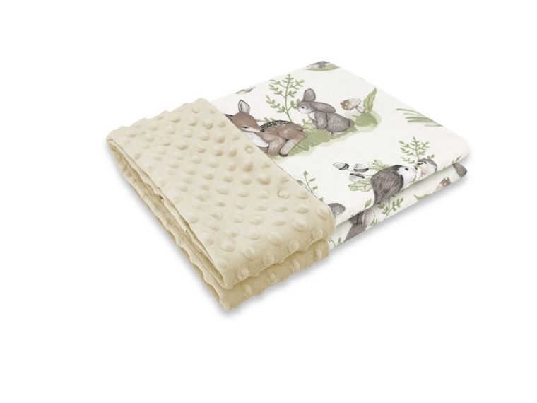 MimiNu, Spokojny Las, lekki kocyk, bawełna + minky, TOG 1, nugat, 75-100 cm