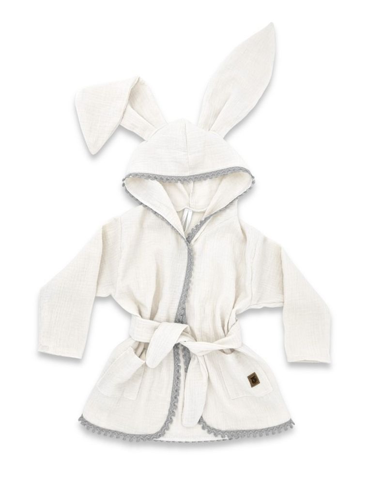 MimiNu, szlafroczek muślinowy, śmietanka, rozmiar 86, 6m-2 l.