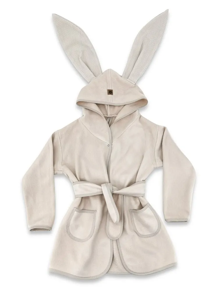 MimiNu, szlafroczek z uszami, bambus, beż, rozmiar S, 6-24m