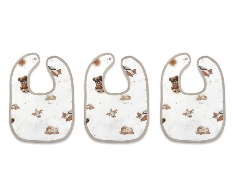 MimiNu, Trio, Misie, śliniak, beż, 3 szt.