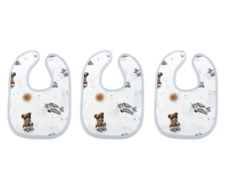 MimiNu, Trio, Misie, śliniak, błękit, 3 szt.