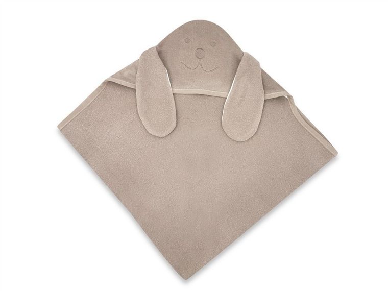 MimiNu, Uchatek, okrycie kąpielowe z haftem i uszami, bambus, mokka, 100-100 cm