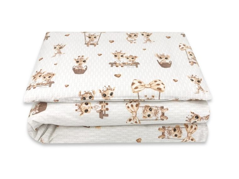 MimiNu, Żyrafka, komplet pościeli 2-częściowej, bawełna, beż, 120-90 cm