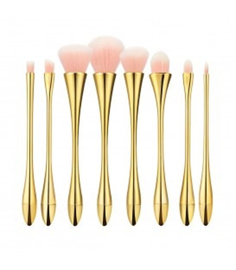 Mimo, pędzle do makijażu, złoty, 8 szt.