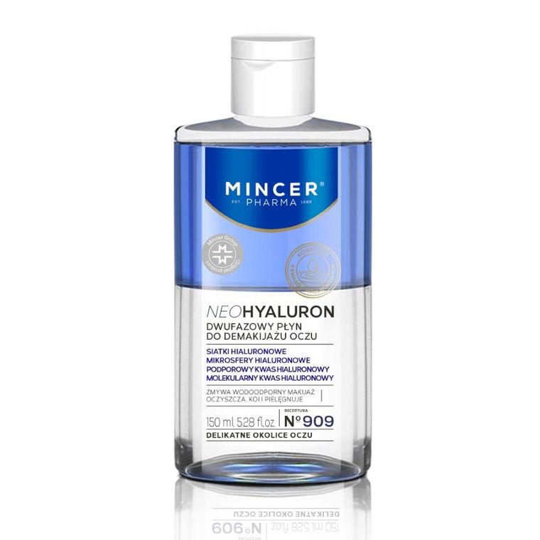 Mincer Pharma, Neo Hyaluron nr 909, dwufazowy płyn demakijażu oczu, 150 ml