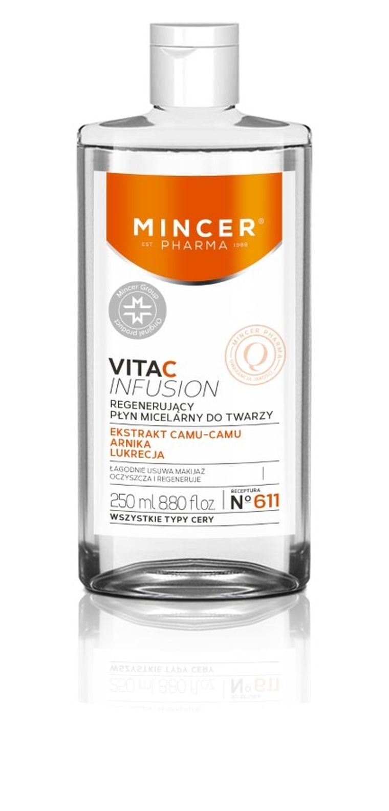 Mincer Pharma, Vita C lnfusion nr 611, regenerujący płyn micelarny do twarzy, 500 ml
