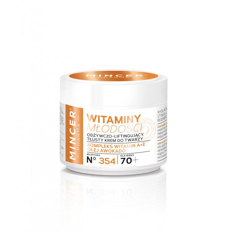 Mincer Pharma, Witaminy Młodości, krem odżywczo-liftingujący tłusty 70+ nr 354, 50 ml