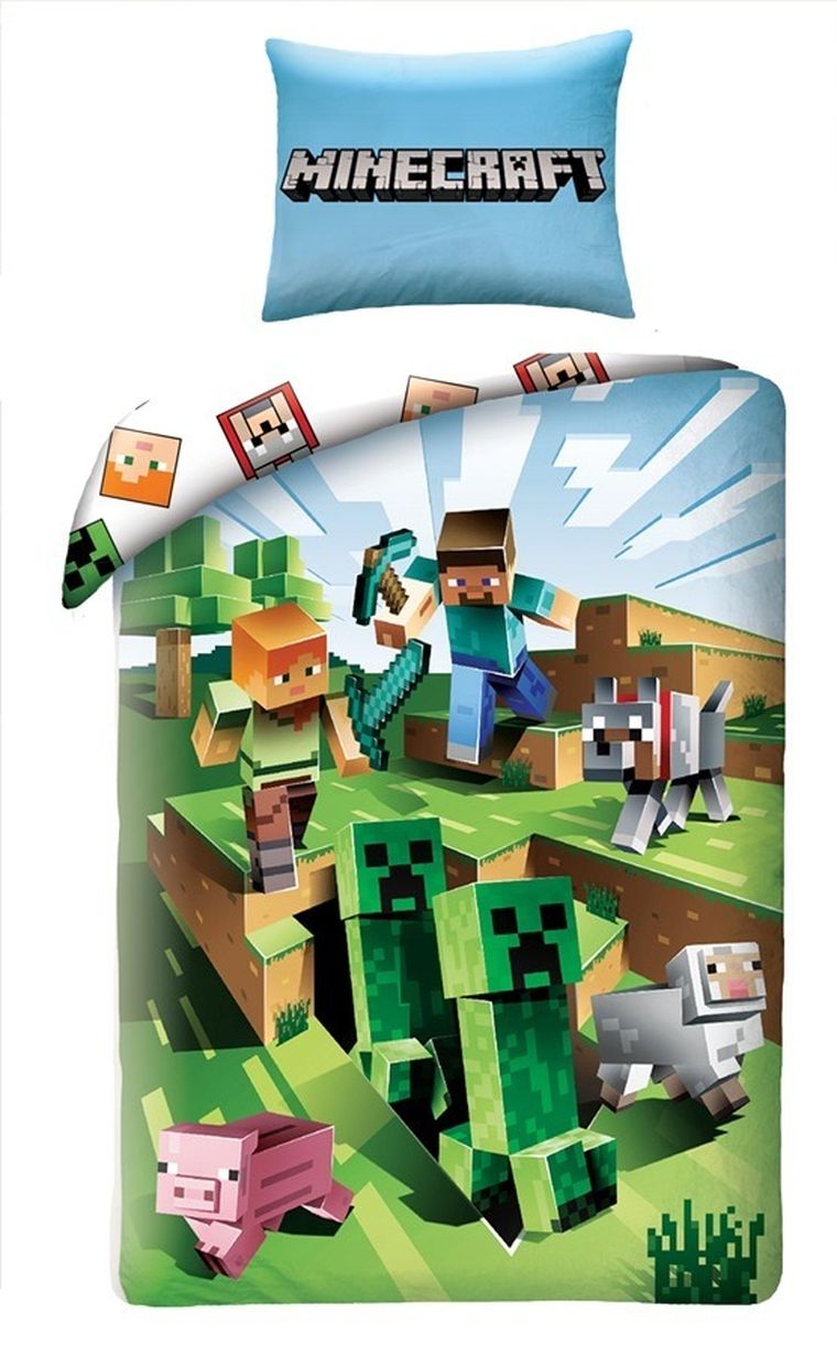 Minecraft, 2-częściowy komplet pościeli, 160-200 cm