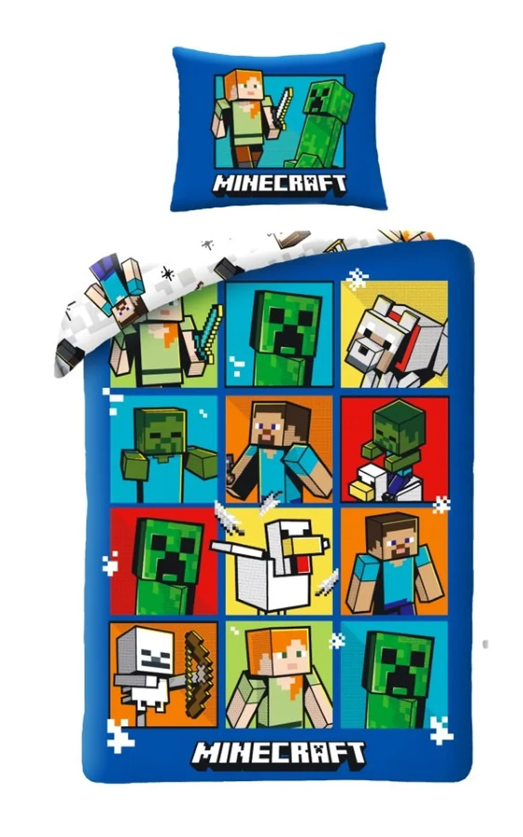 Minecraft, 2-częściowy komplet pościeli bawełnianej, 140-200 cm
