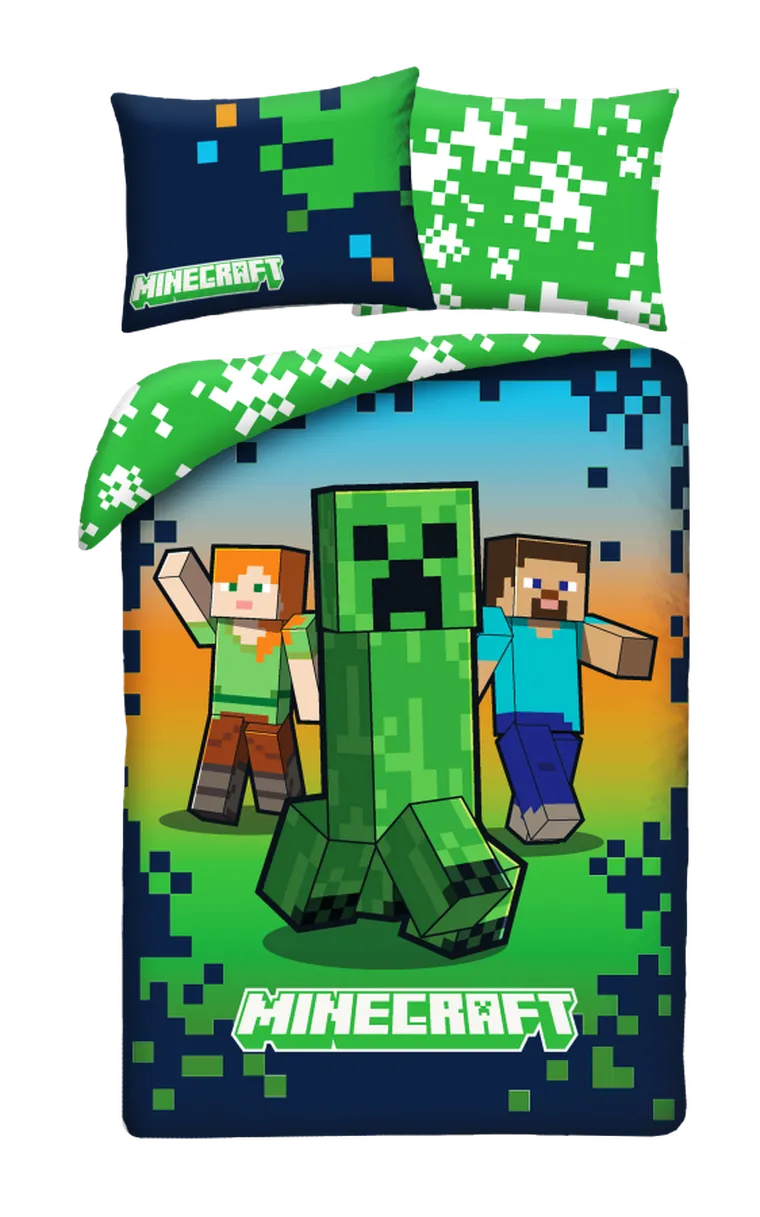 Minecraft, 2-częściowy komplet pościeli z mikrofibry, 140-200 cm