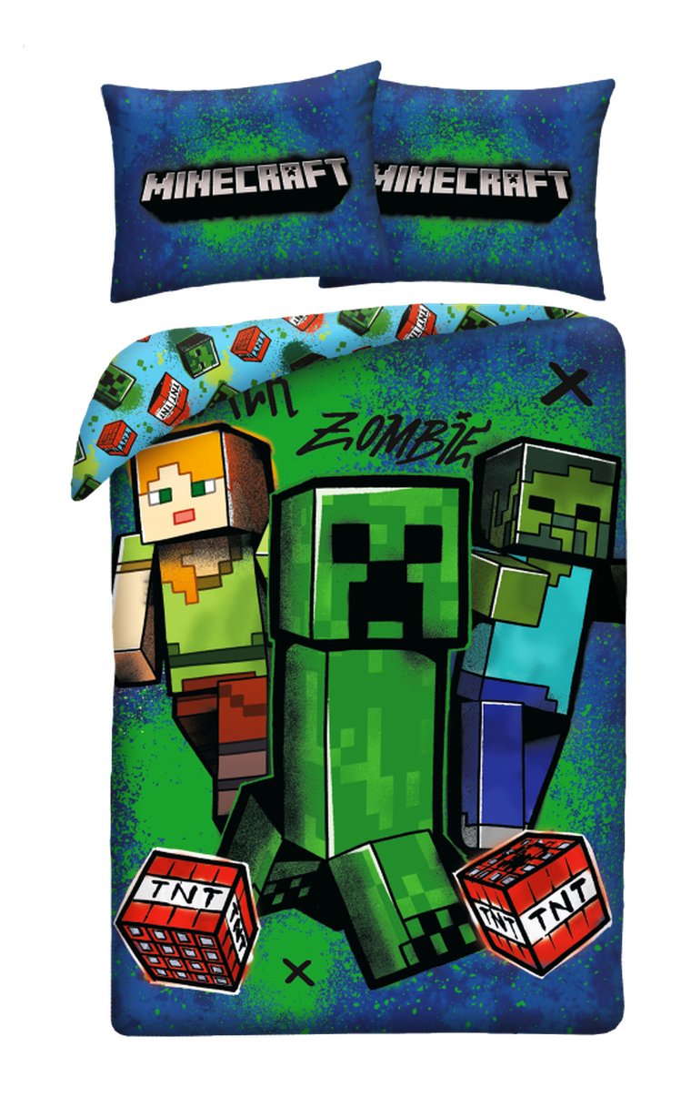 Minecraft, 2-częściowy komplet pościeli z mikrofibry, 140-200 cm