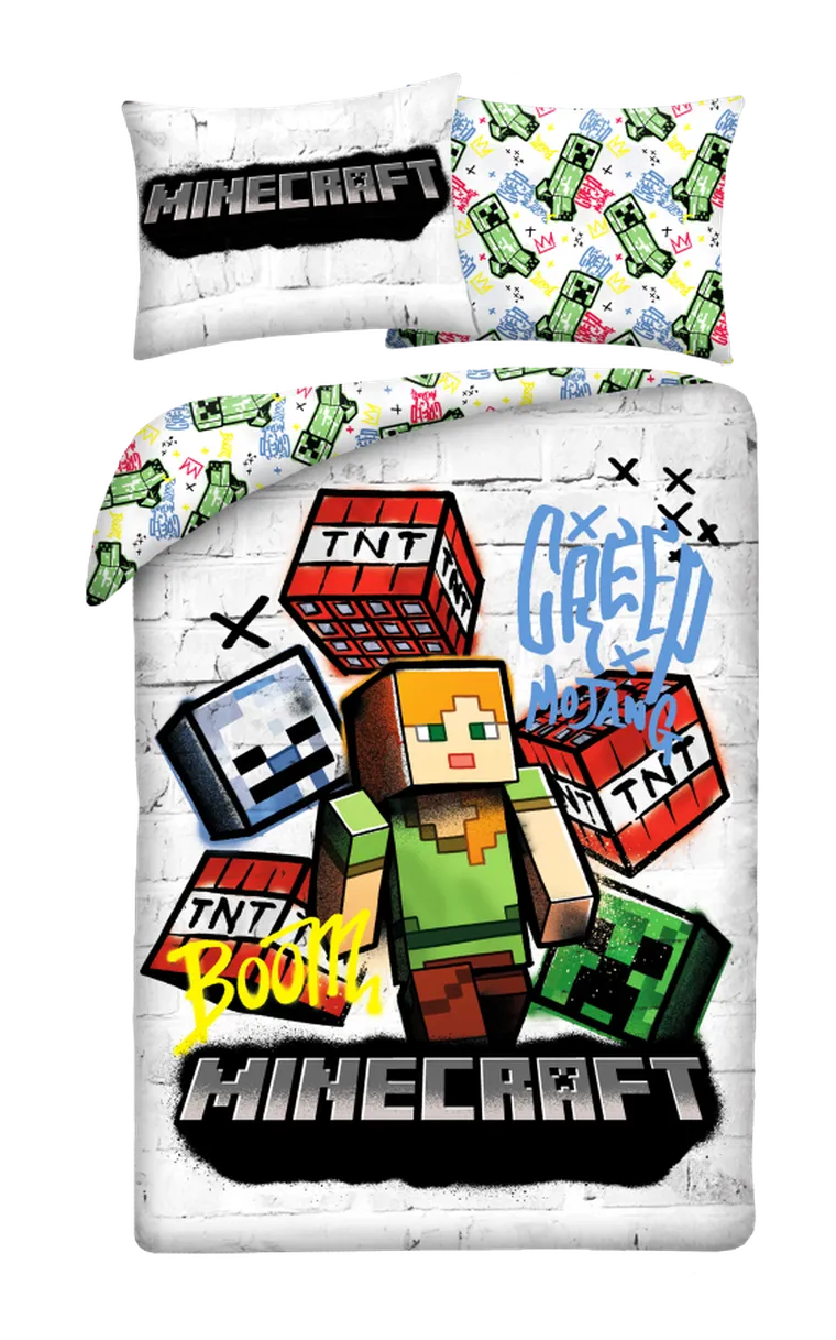 Minecraft, 2-częściowy komplet pościeli z mikrofibry, 140-200 cm