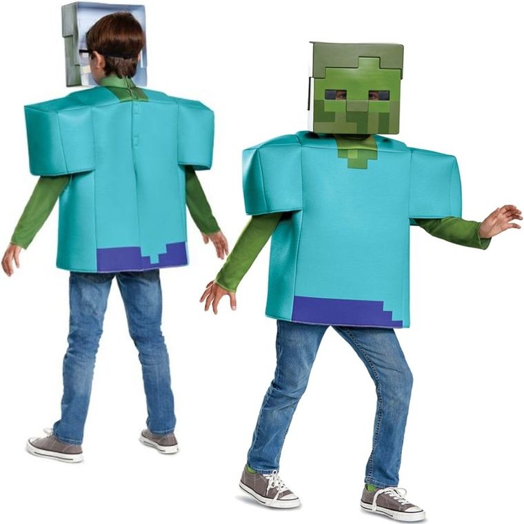 Minecraft, Halloween, strój karnawałowy, Zombie, 109-126 cm, 4-6 lat