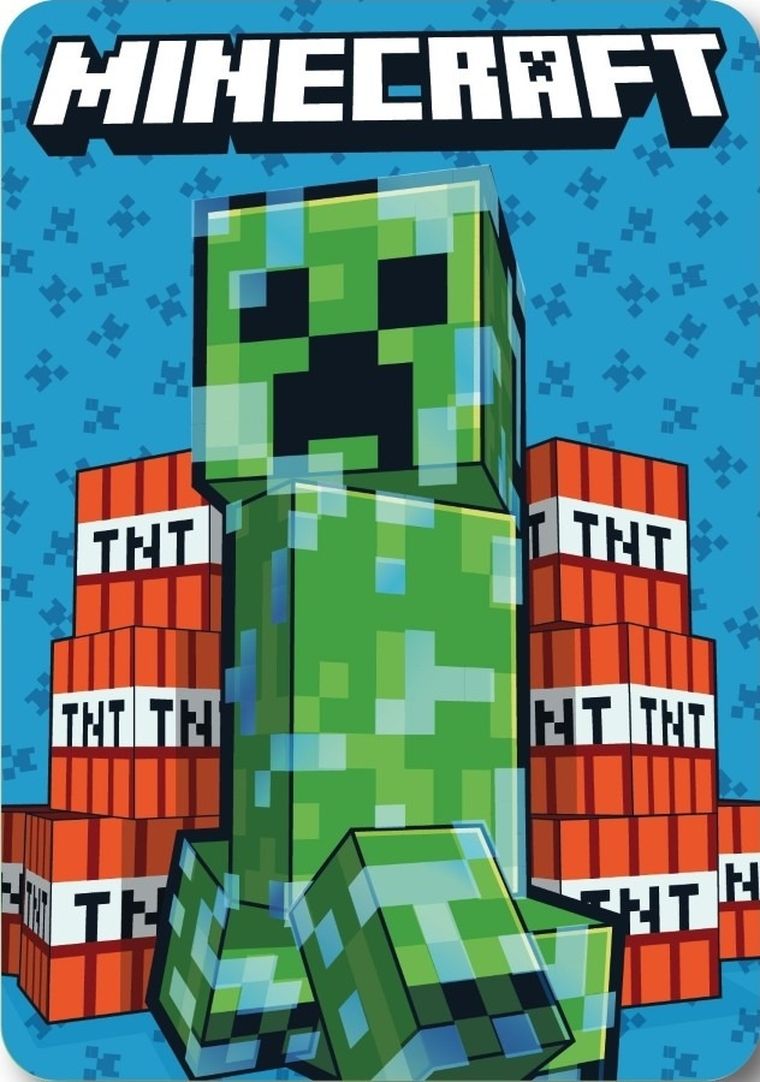Minecraft, koc polarowy, niebieski, 100-140 cm