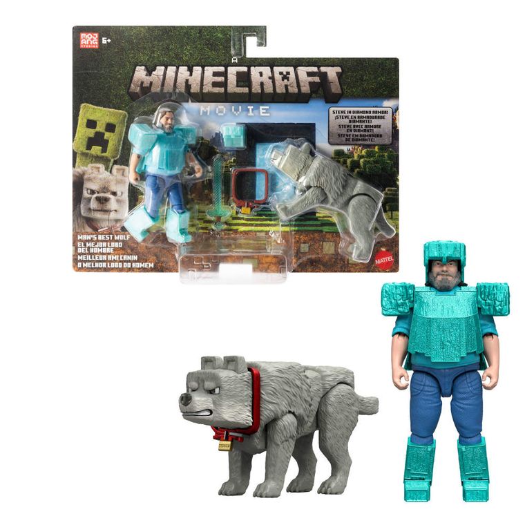 Minecraft, Movie, Steve i wilk, figurki