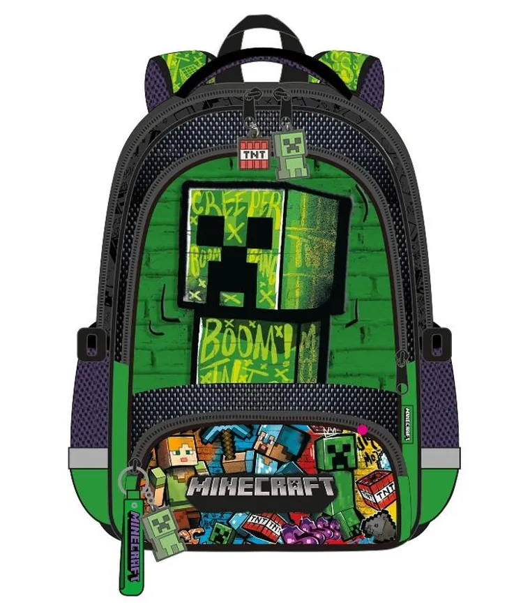 Minecraft, plecak szkolny, 2-komorowy, zielony