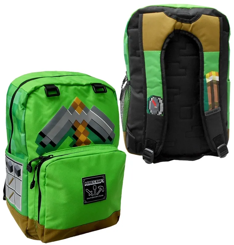 Minecraft, plecak szkolny, zielony