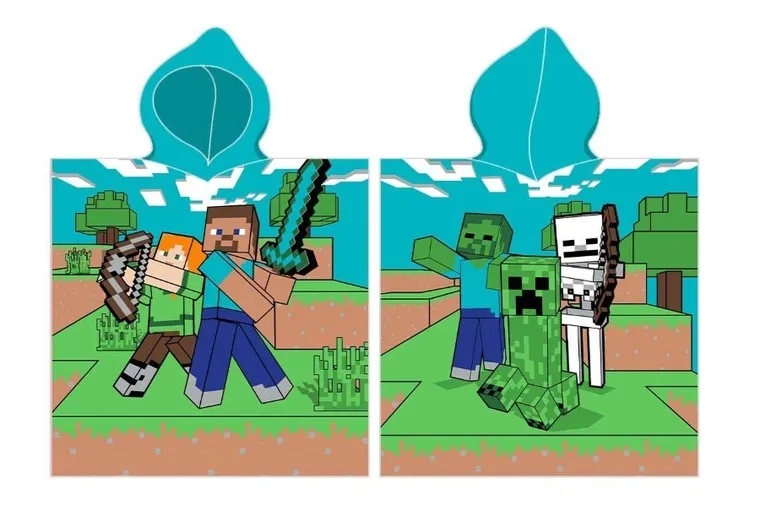 Minecraft, poncho, ręcznik z kapturem, 55-110 cm