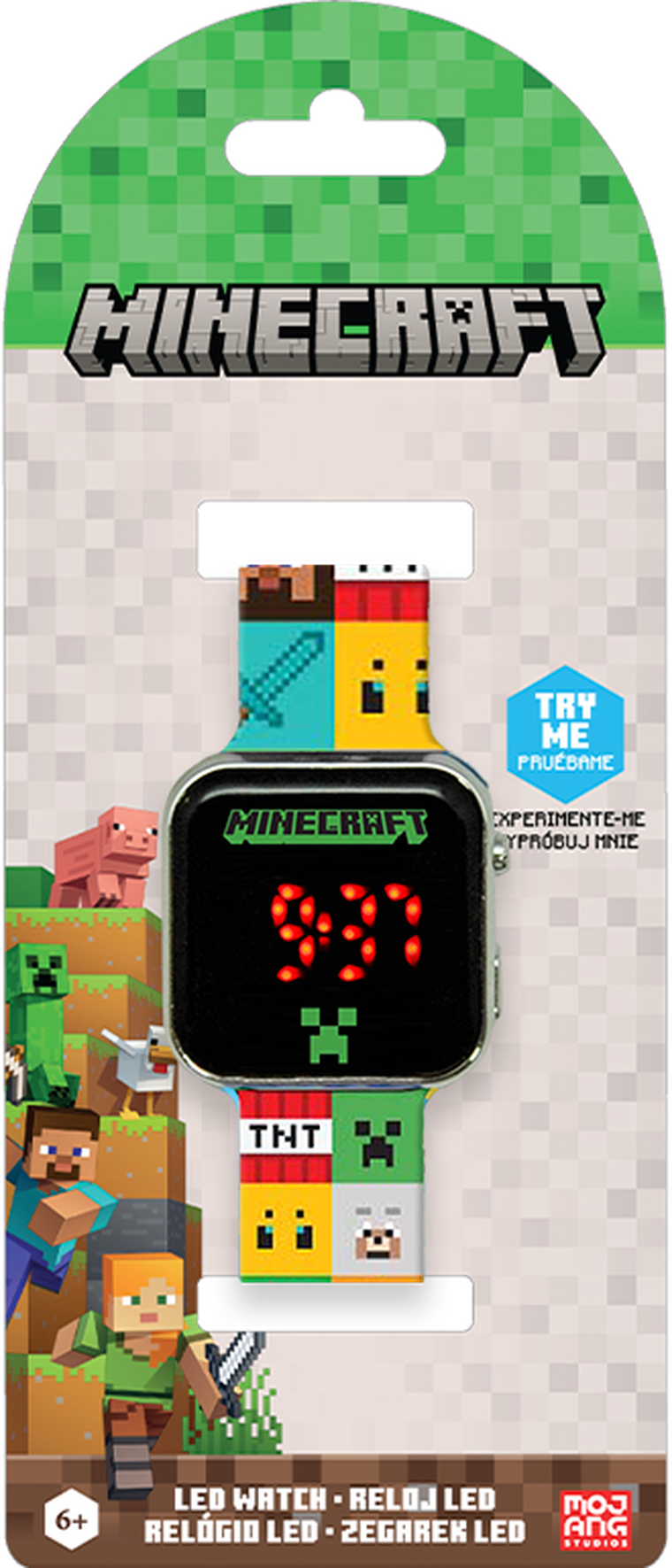 Minecraft, zegarek LED z kalendarzem